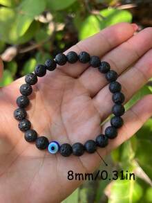 YAUKIA 8mm Men'S Lava Protection Bracelet , Black Obsidian & Hematite Healing Crystal Bracelet , Father'S Jewelry Gift - Multicolor - View 5