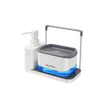 Kitchen Sink Organizer Set, Dual Soap Dispenser With Sponge Holder, Floor Mounted, Hand Soap And Dish Soap Dispenser With Tray And Dish Cloth Rack, Suitable For Kitchen, Restaurant, Hotel And Homestay - Multicolor - View 12