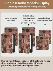 Kingsung 粉色書架圖案平板保護殼，相容 iPad 9.7/10.2/10.5/10.9/12.9/Pro 11、第 10 代，相容 Galaxy Tab S6 Lite 10.4 吋，相容 Kindle Paperwhite 第 12 代 2024、Kindle 第 11 代 2022、Kindle Colorsoft Signature Edition，具備柔軟防震功能、智慧支架/自動喚醒/睡眠功能 - 彩色 - 查看 11