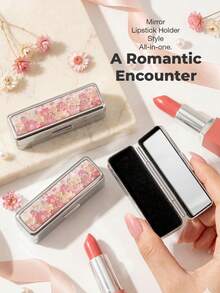 1 PC Silver-Plated Rectangular Lipstick Organiser With Make-Up Mirror – Mini Make-Up Mirror, Multi-Functional Storage Box (Classic Patterned Lipstick Organiser With Mirror; Doubles As A Jewellery Box And Jewellery Organiser - Multicolor - View 5