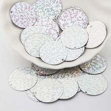 20g Silver Laser Flat Round Sequins, 3-30mm Bulk Loose Sequins For Handicrafts, DIY Decoration, Clothing Embroidery, Jewelry Making And Crafts - S - View 20