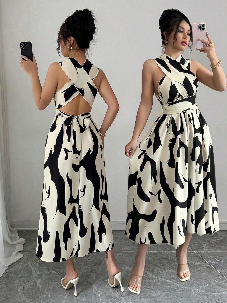 1 pieza Vestido largo sin mangas para mujer, de moda para el verano - Albaricoque - Ver 1