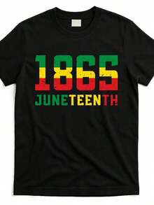 Juneteenth 1865 Independence Day Celeion T-Shirt J1I3082143 At Black Product Image. Soft, Athletic-Style Sports Shirt With A Round Neck, Comfortable For Everyday Wear, Training, Streetwear, And Casual Outfits. - 黑色 - 查看 1