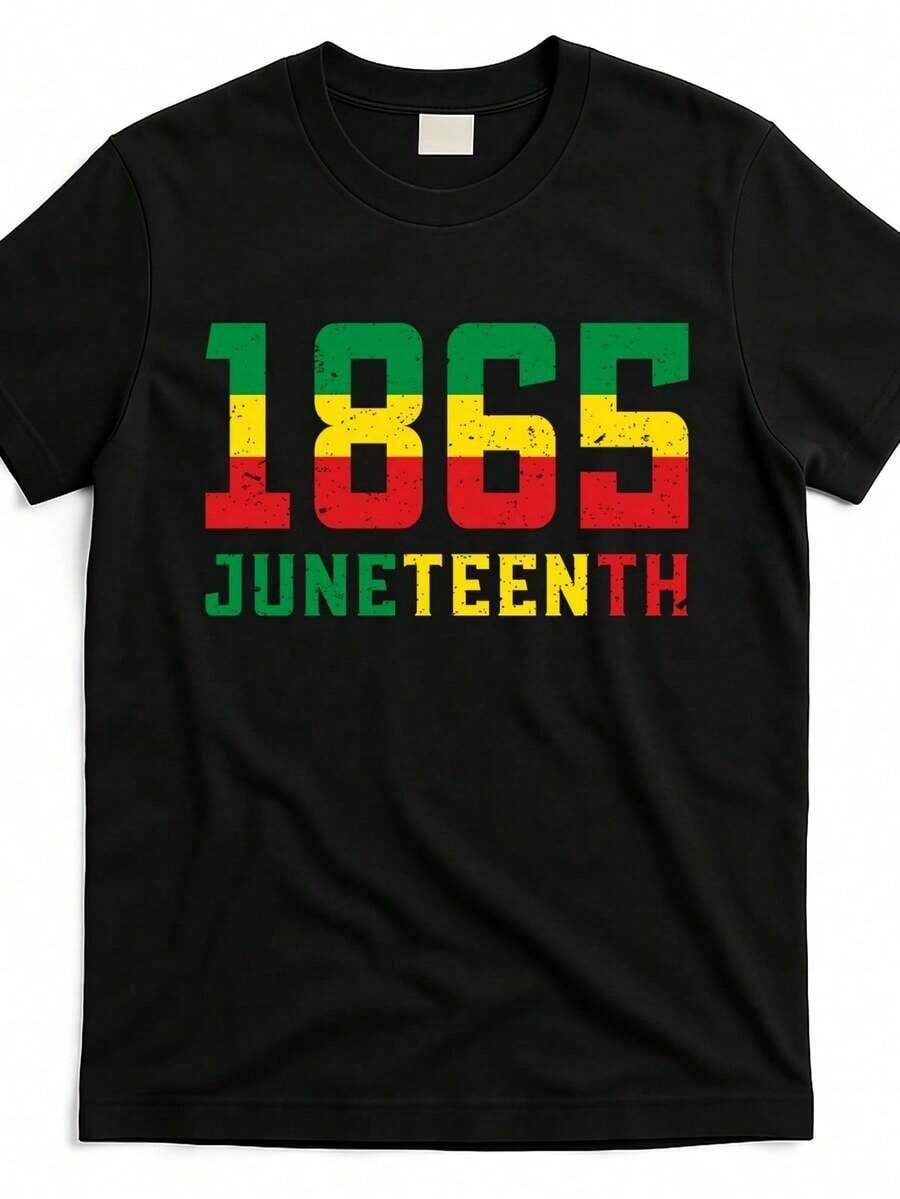 Juneteenth 1865 Independence Day Celeion T-Shirt J1I3082143 At Black Product Image. Soft, Athletic-Style Sports Shirt With A Round Neck, Comfortable For Everyday Wear, Training, Streetwear, And Casual Outfits. - 黑色 - 查看 1
