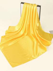 1pc 90cm X 90cm Fashion Versatile Multifunctional Scarf, Solid Yellow Large Square Shawl Sunscreen Wrap Headscarf - Yellow - View 3