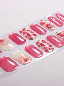 Showyboo Semi Cured Gel Nail Strips, 16 Pieces, Vibrant Fruit-Themed Collection Multiple Patterns Including Strawberry, Cherry And Tomato, Long-Lasting Wear, Versatile Nail Supplies Suitable For Commuting, Dates, Trips And Vacations - Multicolor - View 3