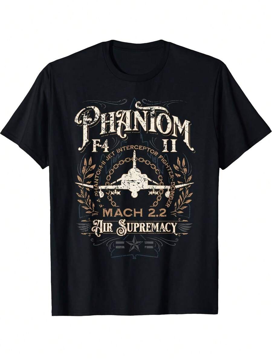 Top PickLocalVintage Style F-4 Phantom Fighter Jet Aircraft-Shirt Cotton Round Neck Short Sleeve Casual-ShirtOpen In New Tab. - 黑色 - 查看 1