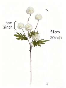 3件組 20英吋秋季蒲公英仿真花，人造球形菊花，柔軟人造雛菊，絲絨球形長莖仿真花，客廳家居裝飾，人造高植栽，廚房、聖誕、秋季、萬聖節家居裝飾 - 彩色 - 查看 8