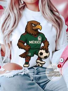 Playera Aguila Mexicana Jugador de Futbol |   Diseño de Mexico 2026 Mundial, Playera Unisex para Fanáticos de la Selección Mexicana - Negro - Ver 1