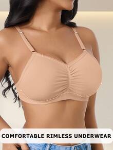 CELILIN 7pcs V-Neck Ruched Push-Up Bra, Adjustable Back Closure, Comfortable Support Non-Slip Cup - Multicolor - View 2