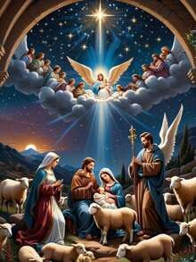 1 Set de Pintura de Diamantes 5D de 30-40 pulgadas sin marco, decoración del espacio de Jesús, regalo sorpresa - Multicolor - Ver 17