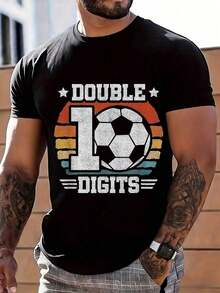 Camisetas para hombre, camiseta de fútbol Double Digits para hombre, diseño deportivo vintage, regalo de cumpleaños para aficionados al fútbol, ropa casual de verano, ropa para hombre. - Negro - Ver 6
