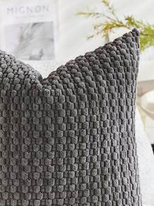 1 vỏ gối trang trí vuông màu xám đậm kẻ sọc phong cách Bohemian (không bao gồm ruột gối), chất liệu nhung mềm mại, màu trơn, thích hợp cho các dịp lễ, trang trí ghế sofa, phòng ngủ, giường ngủ, mọi mùa. - Màu xám đen - Xem 3