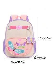 1pc Lightweight Colorblock Butterfly Print Cute Backpack Casual Student Backpack - Multicolor - View 6