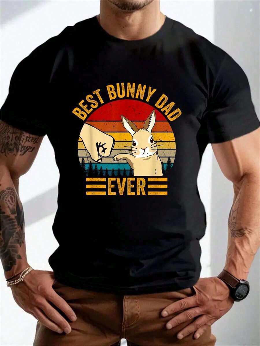 El Mejor Papá Conejo de la Historia, Amante de Conejos, Padre de Conejo Mascota, Camiseta - Negro - Ver 1