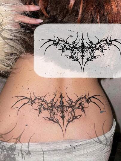 STARTTOOS Sexy Succubus Lower Back Temporary Tattoo - Dark Gothic Y2K Totem, Suitable For Chest, Waist, Abdomen DIY, Carnival Party, Holiday Gift, Waterproof Realistic Tattoo Sticker For Skin