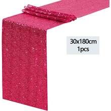 Fuchsia Table Runners 5 Pieces 12x70 Inches Sequin Glitter Table Runner For Birthday Party Baby Shower Holiday Event Table Decorations - View 8