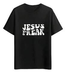 Playeras Camiseta Con Texto  Jesus Freak - Negro - Ver 6