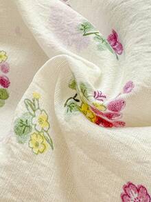 1pc Fresh Plant Pattern Summer Quilt Air Conditioner Quilt Quilted Bedding, No Pillowcase Included, Cute Pastoral Style, Soft And Comfortable Ruffle Design Summer Quilt Quilted Bedding, Suitable For Dormitory, Bedroom, Apartment, Etc., Suitable For Spring And Summer - Mauve Purple - View 4