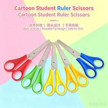 1-Piece Scissor Set - Built-In Scale, Sharp Blades, Multi-Functional Scissors, Suitable For Office And Craft Projects, Can Cut Paper, Cards, Etc., Back-To-School Essential, School Supplies - Scissors - 5 Pack - View 5