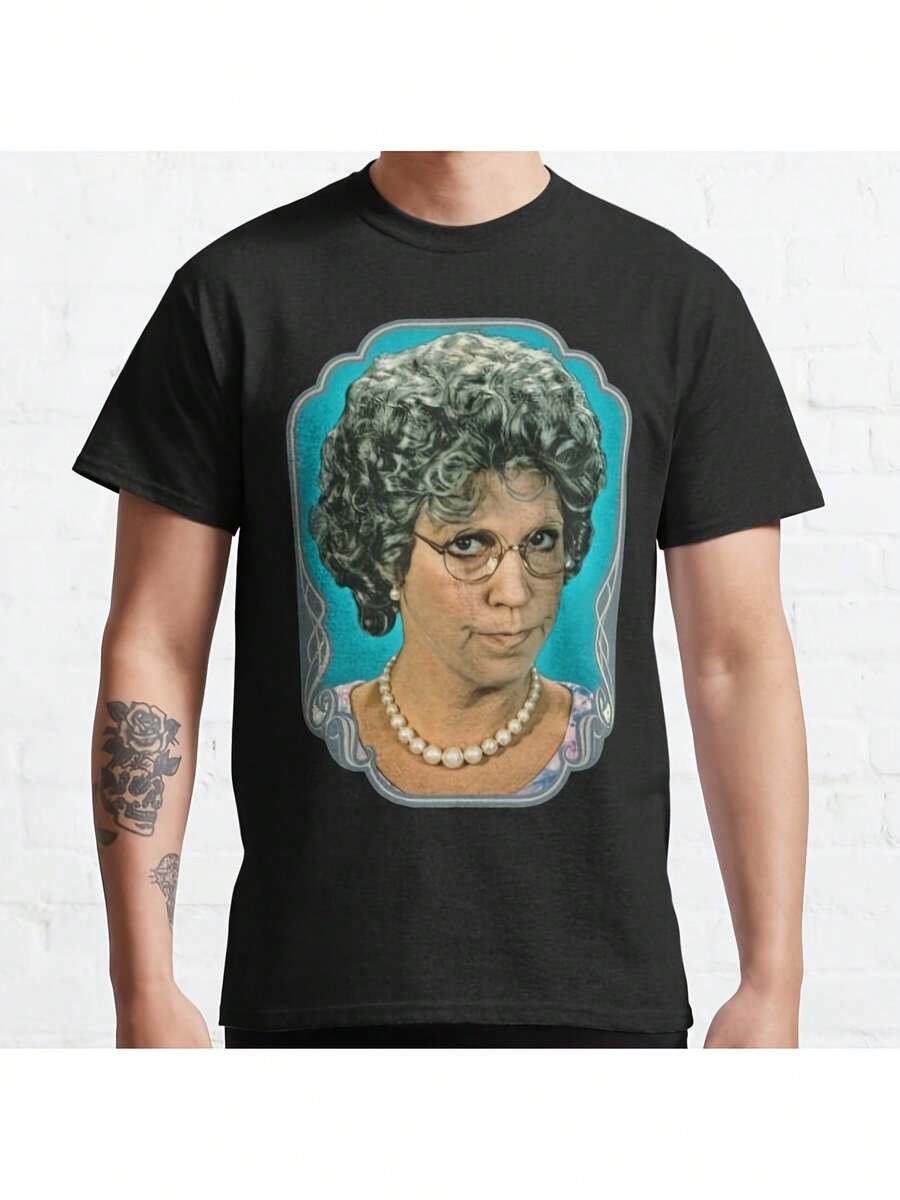 Thelma Harper T-Shirt | Iconic Outfit From Vintage TV Series - Iconic Roles Of Vicki Lawrence And Harvey Korman, Appearance On The Carol Burnett Show | Casual Crew Neck T-Shirt For Collectors And Fans, Urban Hip-Hop Style, Printed T-Shirt For Men And Women - 黑色 - 查看 1