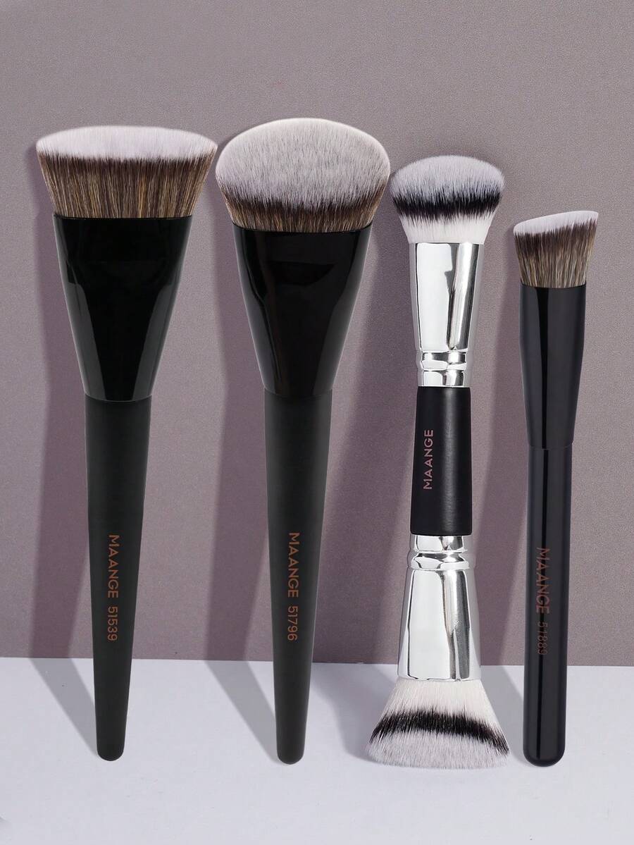 MAANGE 4 Stücke Makeup-Pinsel Set, enthält Foundation-Pinsel, Puder-Pinsel, Rouge-Pinsel, Concealer-Pinsel, Kontur-Pinsel, Nasen-Pinsel, Lidschatten-Pinsel, Detail-Pinsel, Gesichts-Pinsel, Highlighter-Pinsel, aus natürlichen synthetischen Borsten, multifunktionale professionelle Makeup-Pinsel - Verschiedenfarbig - View 1
