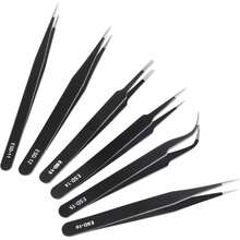 6pcs Precision Stainless Steel Anti-Static Tweezers Set, Suitable For Electronics, Lab Work, Jewelry Making, Handicrafts, Welding And More Scenarios - A - View 3