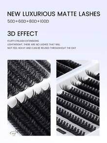 CMAYOME 640簇 D捲度 10-16mm 高密度假睫毛，10D-20D-30D-40D-50D-60D-80D-100D 狐狸斜眼貓眼羽毛簇睫毛，適合所有眼型，放大眼睛，精緻妝容，旅行婚禮派對夏季必備 - D - 查看 9