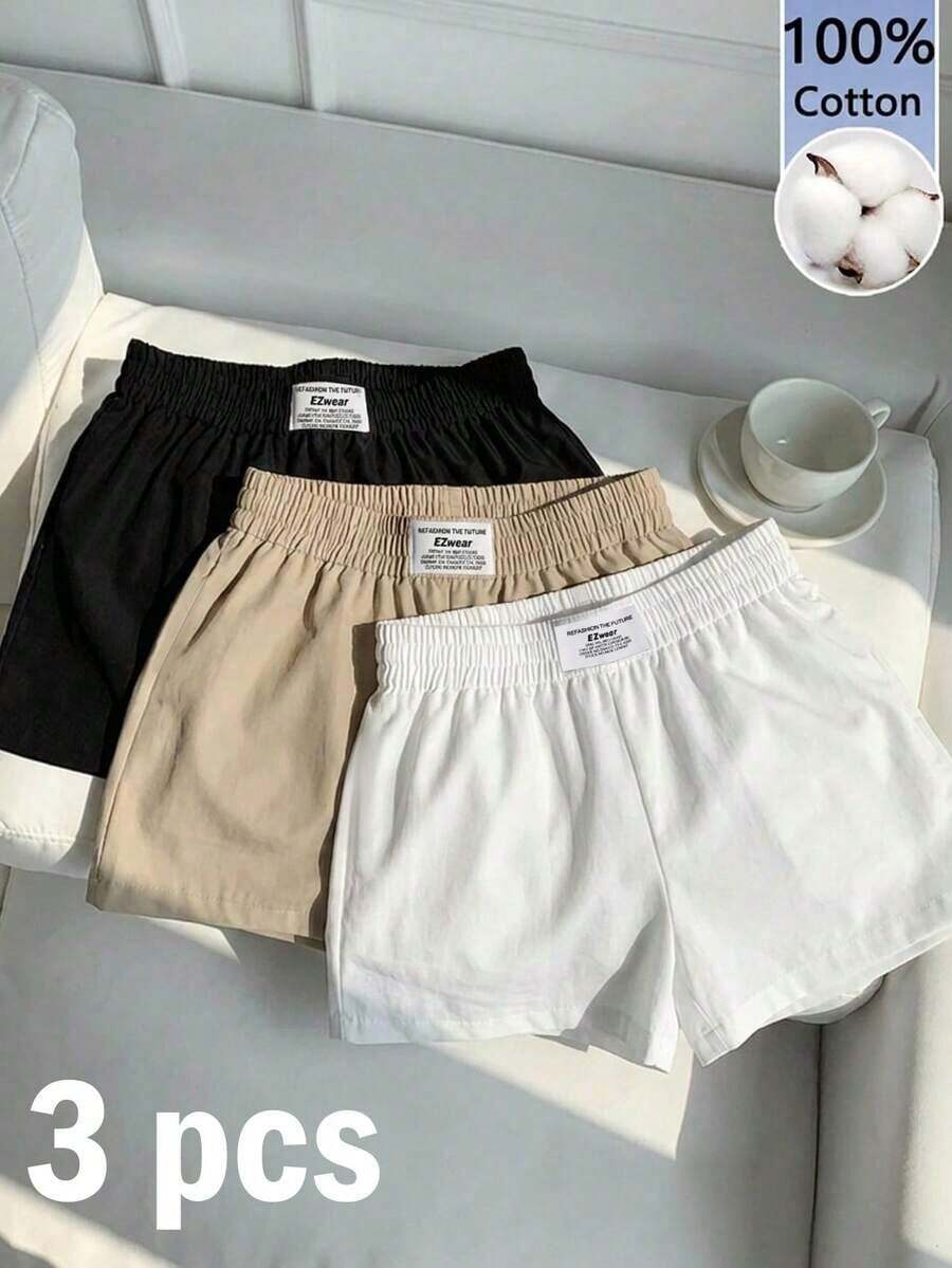3-Piece Set Of Women's Solid Color And Patterned Shorts - Multicolor 4 - View 1