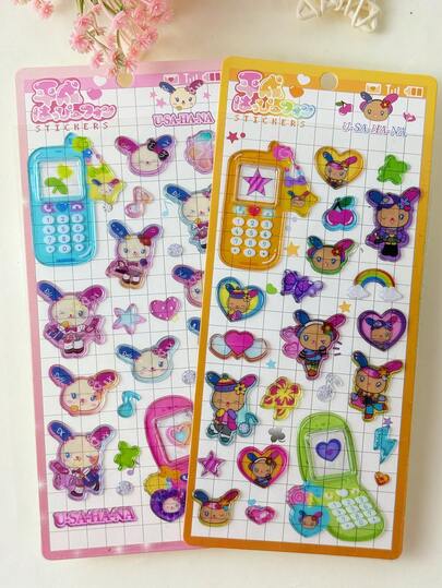 可爱卡通水晶浮雕装饰贴纸，闪亮贴纸，适合作为节日礼物、电脑装饰、桌面装饰和办公室装饰，多功能可爱装饰贴纸