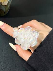 可调节哥特式超大玫瑰戒指，黑/红树脂材质，朋克暗黑风格饰品，适合时尚派对 - 多色B - 查看 11