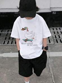 Silly Duck Loose T-Shirt For Kids - White - View 1
