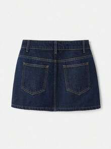 Maija Minifalda de mezclilla para mujer, estilo Y2K, para conciertos, vuelta al colegio, otoño - Lavado ligero - Ver 3