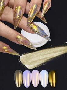 10 Color Aurora Nail Powder White Pigment Moonlight Holographic Rubbing Dust With Chameleon Effect,High Saturation Nail Art Gel Polish Fairy Powder Iridescent Nail Glitter Manicure Decoration Nail Supplies - Multicolor - View 4