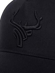 1 Men's Mesh Baseball Cap With Antler Embroidery – Adjustable, Sun-Protective Casual Hat For Summer Travel, Beach Parties, And Daily Wear - Black - View 5