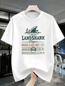 Camiseta de verano para hombre con estampado gráfico, de algodón suave, corte holgado, cómoda, informal y con estampado llamativo. - Blanco - Ver 2