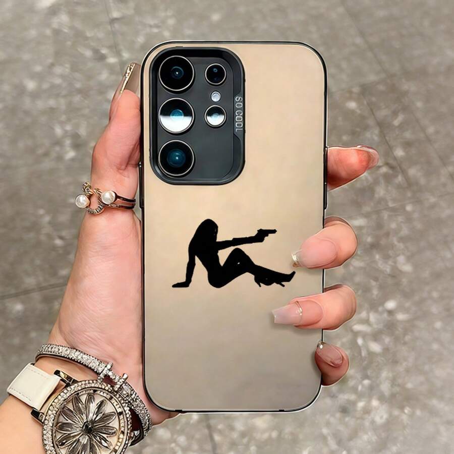 Funda para Teléfono - Funda de Teléfono Estampada Plateada a Color, Moderna y Única con Diseño de Chica Disparando, para A53/A54/A55/A52/A35/A34/A33/A32/A25/A24/A23/A15A/14/A13/A05S/S20/S26 FE/S22 Ultra/S23/S23 Ultra/S24/S24 FE/S24 Plus/S24 Ultra - Color 1 - Ver 1