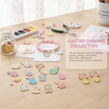 10/20Pcs Easter Enamel Charms Bulk, Colorful Bunny & Egg Pendants For Jewelry Making, DIY Bracelet Necklace Keychain Supplies - Multicolor - View 4