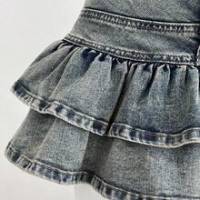 guang zhou mi qian shang mao  Minifalda de mezclilla con volantes en el bajo de unicolor para mujer - Negro01 - Ver 6