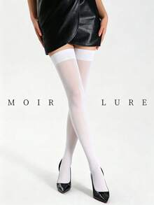 MOIRÉALLURE 1双过膝长筒袜，适合日常通勤、夜店及各种造型需求 - 白色 - 查看 3