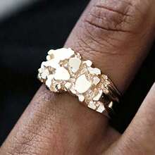 Asymmetrical Yellow Circle Geometric Ring, Fashionable Jewelry Gift For Men, Everyday Wear - Champagne - View 8