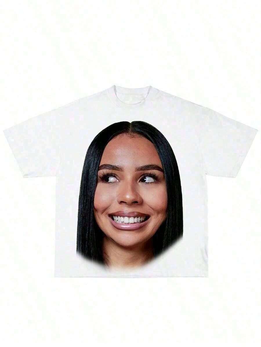 Unisex Mariah Hip Hop Graphic Tee, 100% Cotton Crew Neck Oversized Short Sleeve T-Shirt, Vintage Y2K Streetwear Printed Casual Tops For Men Women - A19 - 查看 1