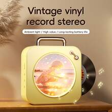 Reletech Vintage Record Wireless Bluetooth Speaker With Ambient Light, Desktop Audio, Girlfriend Birthday Gift, 2025 New Model - View 2