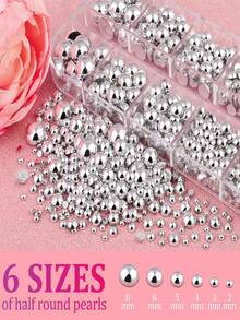 Silver Nail Decorations And Gemstones, Half-Round Flat-Bottom Pearl Nail Decorations, Nail Pearl Rhinestone Set With Gold Beads, Includes Pickup Pen And Tweezers, Suitable For DIY Nail Art, Face Makeup And Handicrafts Nail Charms - Multicolor - View 11
