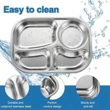 Contemporary Stainless Steel Plates - Reusable Kitchen Dishware, Multi-Purpose Serving Trays,Stainless Steel Plates, Dinner Plates, Kitchen Dining Set, Tableware, Meal Prep Plates, Kitchen Essentials, Dish Set, Serving Plates,Holiday Gift Guide 2025 , Gifts For Dad, Stocking Stuffer, Quiet Calm , Aesthetic , Kitchen Must Haves,Home Cooking , Modern Kitchen, Kitchen Gadgets, Household Essentials, Pantry Upgrade, Everyday Essentials , Practical Kitchen - 銀色 - 查看 7