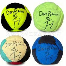 2026World Footbag Dirtbag Footbag With 8-Panel Synthetic Suede And Sand-Filled Design| Neon Yellow - Blue and Black - View 2