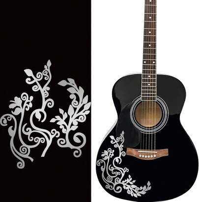 PLIGREAT 2 Pack Silver Flower Vine Guitar Guard Board Stickers Removable Guitar Decals DIY Gifts For For Bands Electric Bass Acoustic Guitars Players String Instrument Decoration Guitars Panel Sticker