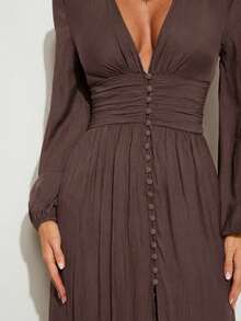 Women Midi Dresses - 棕色 - 查看 7