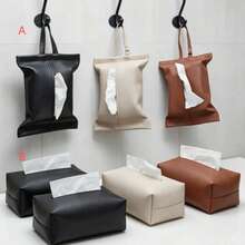 1 pieza/2PCS Soporte de caja de pañuelos de cuero PU para coche, esencial para coche, caja de pañuelos y estante, dispensador de pañuelos para apoyabrazos, dispensador de pañuelos colgante impermeable para baño, recargable, caja de almacenamiento elegante y minimalista, adecuado para pañuelos, cajas de pañuelos, cajas de cerillas, estantes de cajas de pañuelos - Multicolor 3 - Ver 8