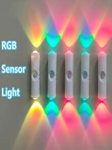 New Magnetic Wall Lamp Rechargeable Night Light Smart Motion Sensor Light Self-Adhesive Hill Dual Cat Eye Atmosphere Light For Stairs Indoor Outdoor Balcony - 1-piece Wall Lamp, White With Seven-color Gradient RGB - View 7